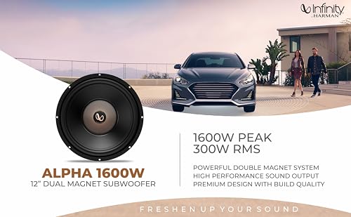 Image of Infinity Car Subwoofer Alpha 1600 | Peak Power - 1600 | RMS Power - 300W | 12 Inch Dual Magnet Subwoofer | High Performance Sound Output (Black)