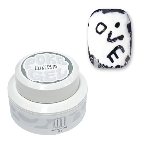 A’DOR BEAUTY Poke Gel Nail Polish Set – 10 Colors Lace & Blooming Painting Kit with Base Formula, Nail Art Brush & Wooden Stick, 3D Texture Effect for DIY Letters, Waves, Designs – UV LED Soak-Off