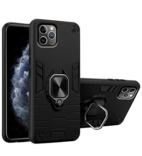 Image of Pikkme D5 Tough Armor Bumper Back Cover Case for iPhone 11 Pro Max |Ring Holder & Kickstand in-Built (Black)