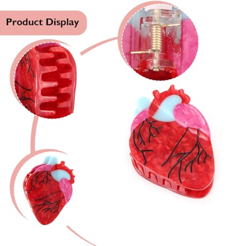 Chill Pill Acetate Hair Claw Clip Pharmacy Claw Clip Anatomical Heart for Nurses Holiday, Personalized and Fun for women Gift (Pill Heart)
