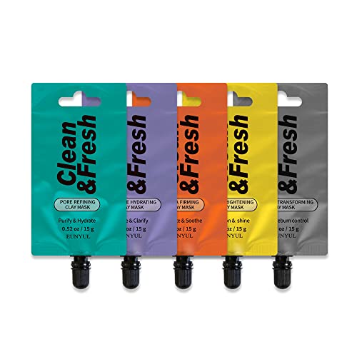 EUNYUL [Packung Mit 5] Sauber & frisch Gesichts-Ton-Maske Packung Beutel [15g X 5 Stück] Koreanische Hautpflege Cover