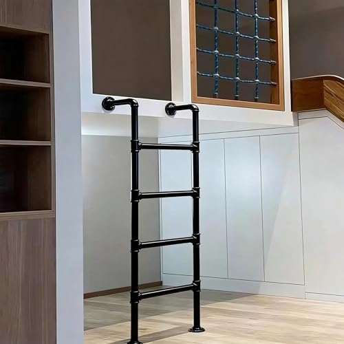 Escalera de Emergencia para Salir por la Ventana en sótanos, peldaños de Metal Negro, Escalera Resistente para altillos, literas, autocaravanas y dormitorios(100cm/39in)