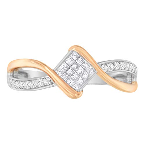 Original Classics 10K Two-Toned Gold Round and Princess Cut Diamond Fashion Ring (0.28 Cttw, H-I Color, SI2-I1 Clarity) - Size 6