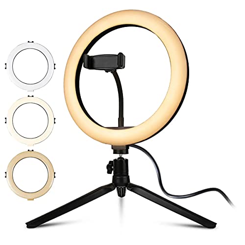 Andoer Anel de LED de 10 polegadas com suporte de telefone Suporte para telefone Controle remoto 320