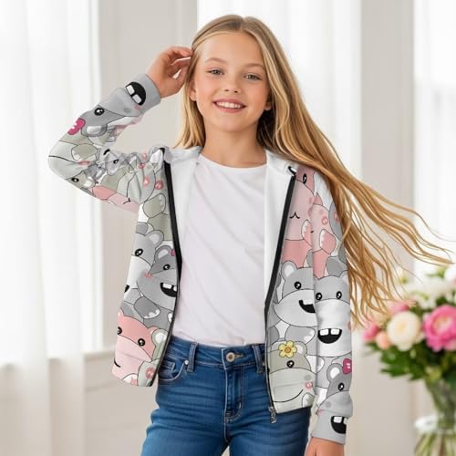 AFPANQZ Girl's Zipper Front Hoodie Long Sleeve Sweatshirt with Pockets Hooded Jackets Lightweight Fall Coat for Boy,S-XL2