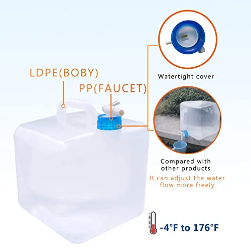 Collapsible Water Container With Spigot, Camping Water Storage Carrier Jug Bpa-Free For Outdoors Hiking Backpack & Survival Kit, Foldable Portable Canteen 1.3/2.6/3.9/5.3 Gallon (5.3 Gallon, 2-Pack) #TOP3