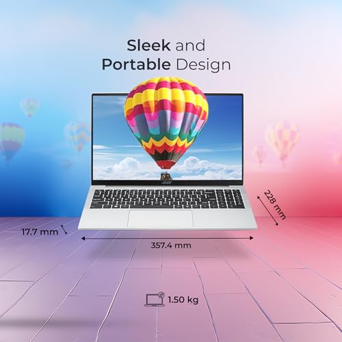 Image of acer Aspire 3, Intel Pentium N6000, 12GB LPDDR4X RAM, 256GB SSD, HD, 15.6 inch /39.62cm, Windows 11 Home, Pure Silver, 1.5KG, A325-45, Thin and Light Laptop