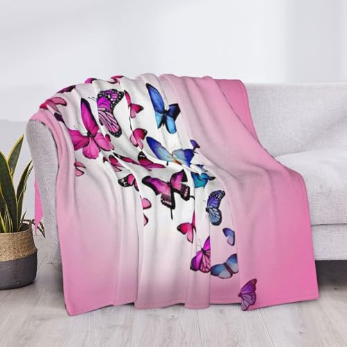 Couverture de lit rose en microfibre légère EdWal plaid imprimé papillons - 6