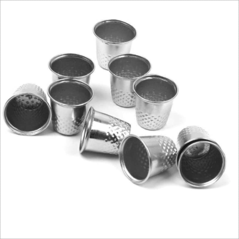 10PC Sewing Machine Grip Silver Thimbles Metal Finger Shield Protector Craft DIY Tailor's Handworking Tool Accessory Mother Gift - (Color: 10PC Thimble)
