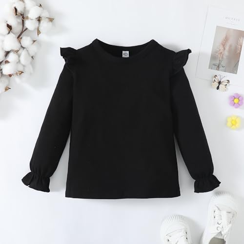 Image of LYSMuch Toddler Baby Girls Blouse Long Sleeve Ruffle Shirt Solid Top Clothes