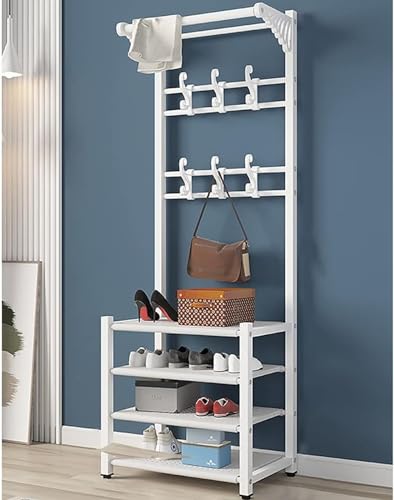 Banc et rangement pour chaussures avec porte-manteau compact pour petits couloirs et entrées