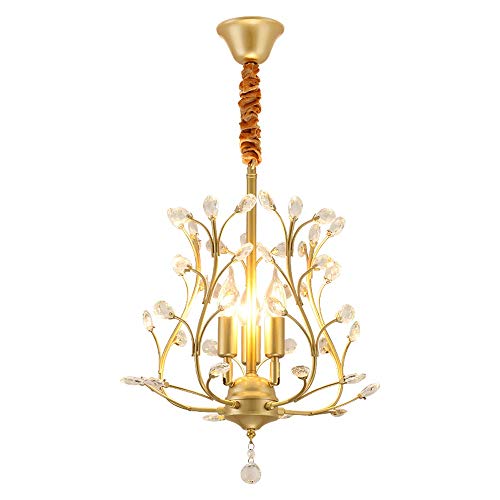 Plafonnier cristal pour entrée sombre luminaire dorée E14