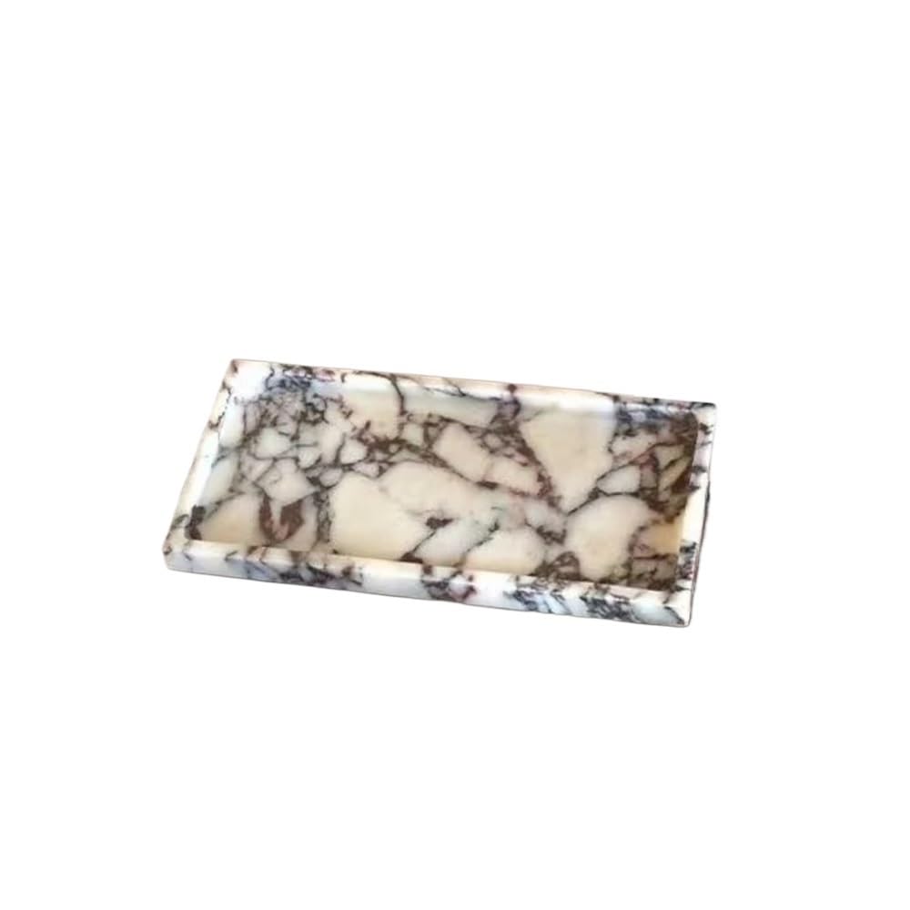 LIANXIBAG European-Style Natural Violet Marble Rectangular Tray, Candle Holder And Decorative Display Piece