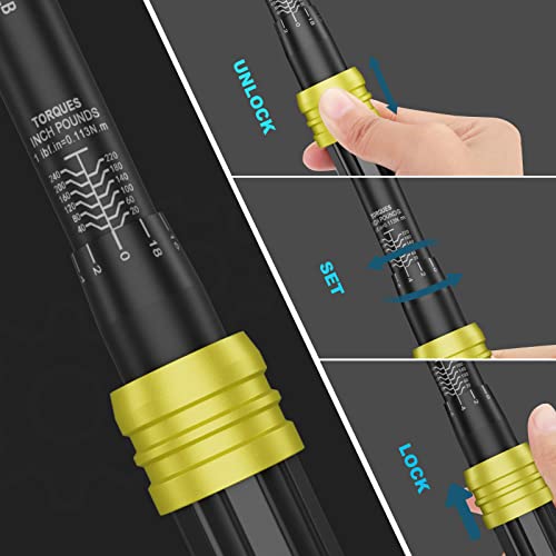 Image of ANPUDS 1 /4 Inch Click Torque Wrench, 20-240 in.lb /2.3-27.1 Nm, Lightweight | Inch Pound, Small Mini Bike Tool, ±3% Accuracy, 72-Tooth Dual Direction, Dual Range for Carbon Fiber Bicycle, MTB Maintenance