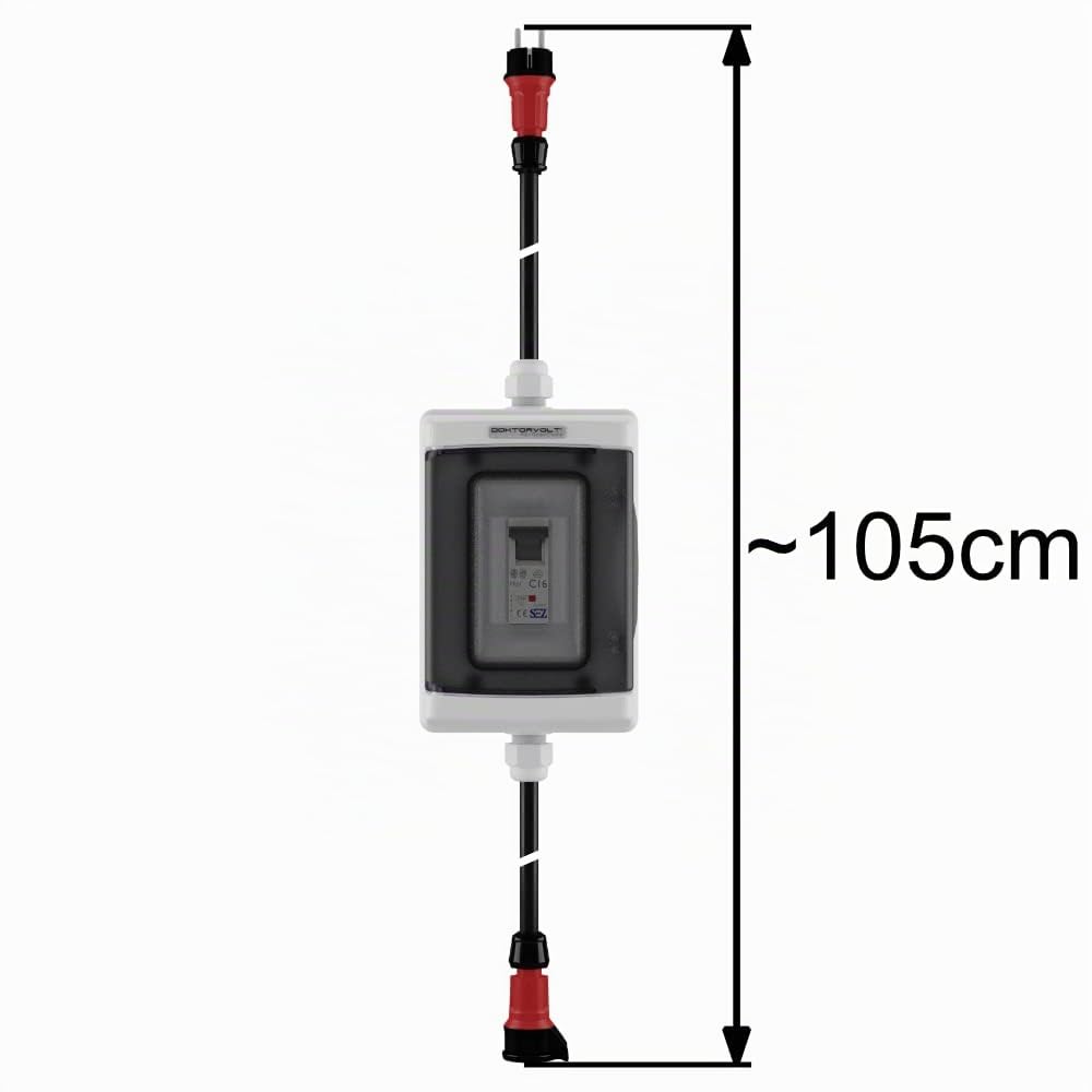 Adapter 230V Stecker auf 230V Kupplung mit Sicherung C16 1P Doktorvolt