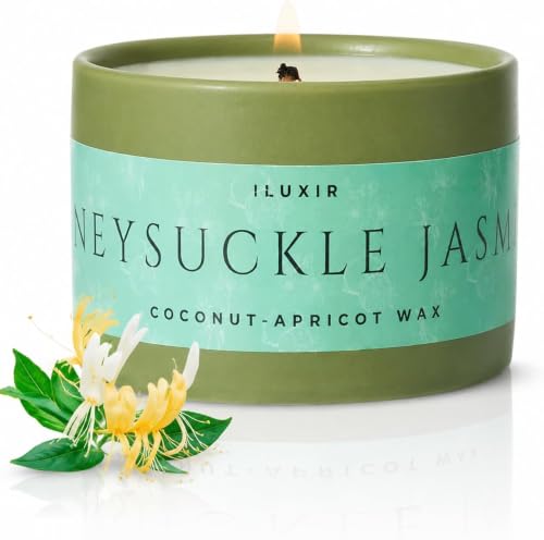 iluxir Honeysuckle Jasmine Scented Candle Coconut Apricot Wax 5 oz