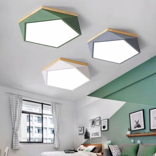 Plafonnier LED bois et géométrique 3 températures de couleur