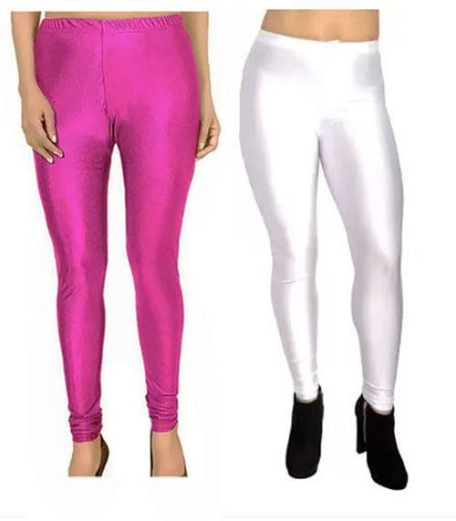 cron New Trend Shiny Churidar Leggings Combo for Women and Girls (Pack of 2) (XXL, Rani & White)-picture-46