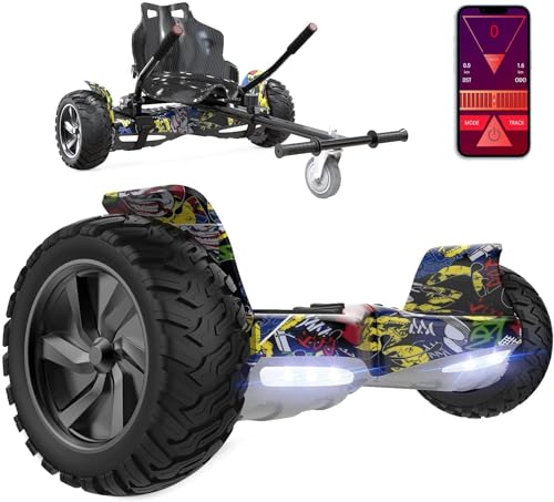 GeekMe Hoverboards mit sitz,8.5' All-Terrain mit leistungsstarkem Motor APP Bluetooth eingebaut + Hoverkart Zubehör für s Hoverboards