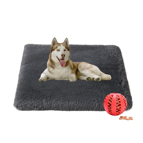 Plüsch Hundebett Für Große Hunde & Katzen – Waschbar, Rutschfest, Mit Spielzeug, In Rouge, 90x70 Cm