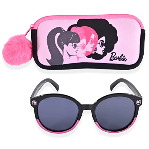 Barbie Girl's Cat Eye Sunglasses and Handled Hard Case Set (Pink-White-Black) by Barbie - Used condition - US$13.87