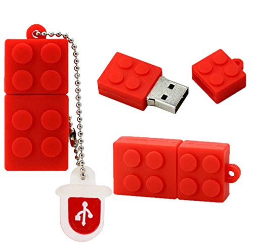 Mini USB Drive 16 GB - USB Flash Drive 16GB - Red Pendrive - Building Blocks Pendrive (Red)