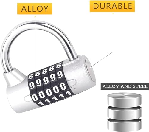 Image of Istara Heavy Duty 5-Digit Combination Steel Padlock | Resettable Code Lock with 100,000 Combinations & Hardened Steel Shackle | High Security Metal Padlock for Gym, Locker, Gate & Travel (Model-4)