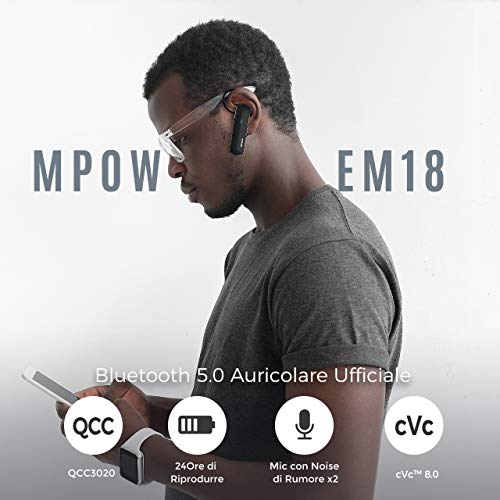 Image of 3 idea Imagine Create Print Tessco EB-276 Stereo Bluetooth Earpiece Headset Wireless Hands-free Noise Reduction Earphones with Mic for Business /Workout /Driving (Black)