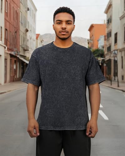 Men's Oversized T-Shirts Acid Wash Vintage Shirt Short Sleeve Tees Unisex Cotton Shirts3