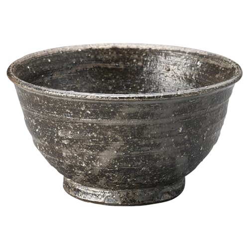 丸伊製陶 信楽焼 へちもん 茶碗 ご飯茶碗 直径約11cm 黒はがね ブラック MR-3-4558