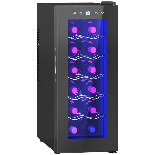HOMCOM Cantinetta Vino Refrigerata 12 Bottiglie 34L 8-18℃ Nero
