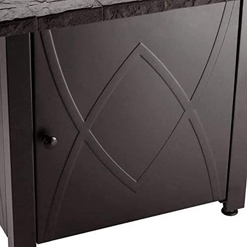 Endless Summer 30 Inch Square 30,000 Btu Lp Gas Outdoor Propane Gas Lava Rock Patio Fire Pit Table With Slate Tile Mantel, Brown #TOP3
