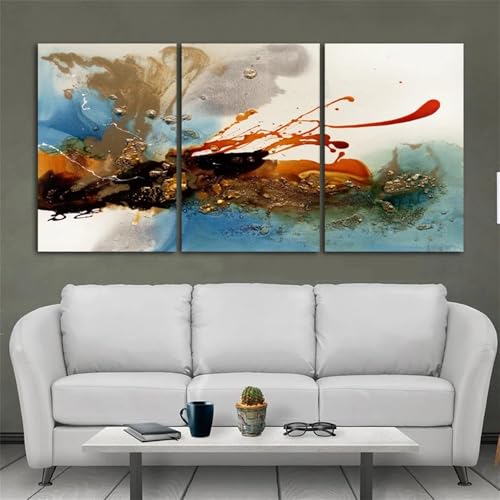 Tableau abstrait coloré pour salon moderne : lot de 3 toiles scandinaves minimalistes 40x60