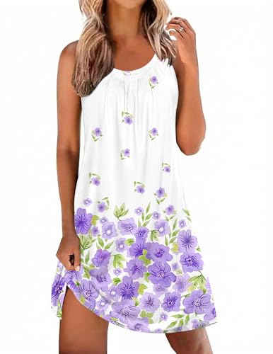 Image of Ekouaer Nightgowns for Women Sleeveless Sleepwear Tank Pleated Sleep Shirt