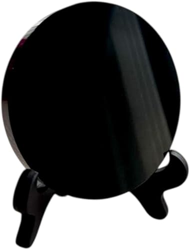 Espejo rascador de obsidiana negra de 3.15 pulgadas (3.150 in) con soporte de cristal de obsidiana natural con soporte, herramientas de meditación
