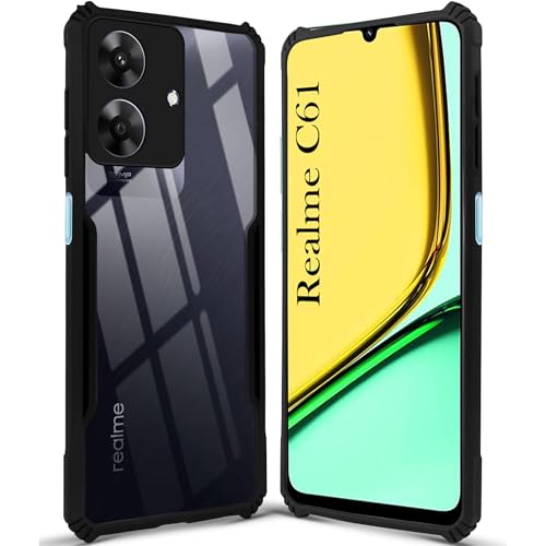 Image of Jkobi Back Cover Case for Realme C61 | Realme Narzo N61 (Polycarbonate Clear Panel with Shockproof | Professional Black)