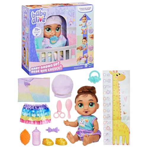Baby Alive, Boneca, Baby Grows Up, Sophia Sparkle - Cabelos Castanhos, Brinquedo Interativo, 35 cm - A partir de 3 Anos