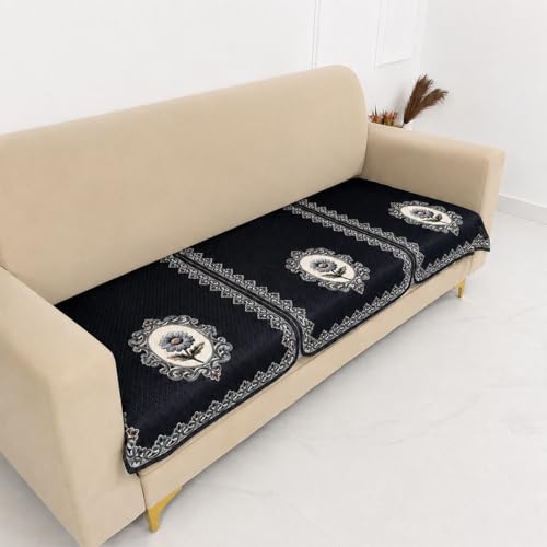 Image of Homerz Premium 'Maharaja Paradise Series' Sofa Cover | Net Fabric Sofa Cover | Washable, Anti-Dust Backed & Wrinkle Resistant Cover (Regal Flower, 3 Seater, Only Seat Cover)