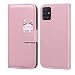 Produktbild LUCASI Samsung Galaxy A51,Handyhülle Galaxy A51,Karikatur Weiß Rabbit Muster PU Leder Flip Case,mit [Kartenfächer][Magnetverschluss] [Standfunktion],Kompatibel mit Galaxy A51,Pink