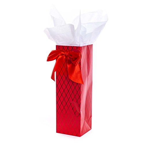 Hallmark Christmas Bottle Gift Bag with Tissue Paper (Red)