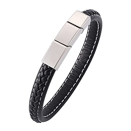 Hoisy Pulseras para hombre, pulseras para hombre, pulsera de cuero simple de acero inoxidable para hombre, pulsera clásica de acero inoxidable, Sin piedras preciosas Cover