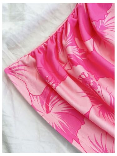 WDIRARA Girl's Floral Ruched Halter Top Sleeveless Tie Backless Vacation Tank Tops4