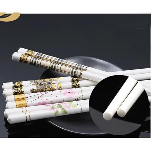 Baguettes en Porcelaine réutilisables, 1 Paire de Baguettes Cadeau Lavable au LAN céramique de Porcelaine Tendre de Haute qualité, Baguettes Chinoises japonaises pour Restaurant Domestique U