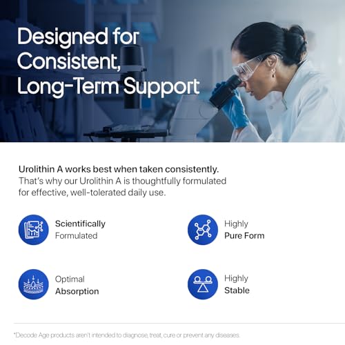 Image of Decode Age Urolithin A 500 mg | Clinically Studied Longevity Supplement for Strength, Endurance & Cellular Renewal | Non-GMO | Urolithin A Supplement for Men and Women