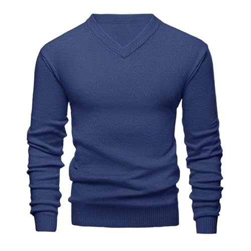 Men's Sweater V Neck Knit Pullover Loose Fit Plus Size Casual Long Sleeve Top for Men
