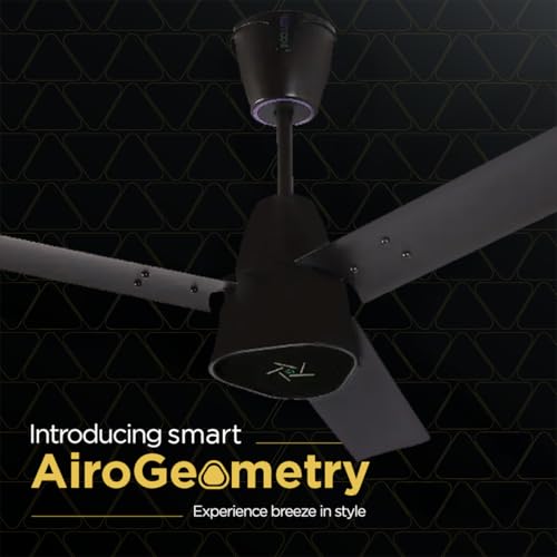 Image of EcoLink AiroGeometry Smart Ceiling Fan | Coffee Brown Finish | Wi-Fi & App Controlled | High-Speed Energy Efficient Fan | Modern 3-Blade Design for Smart Homes & Offices | Pack of 1