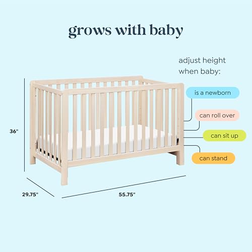 Carter's by DaVinci Colby 4-in-1 Convertible Crib - GREENGUARD Gold Certified Convertible Baby Crib to Toddler Bed, Daybed, Full-Size Bed - Wooden Baby Bed w/Four Adjustable Heights - Washed Natural