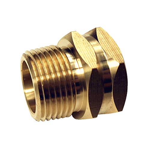 3/4” GHT Female x 3/4” NPT Male Connector, GHT to NPT Adapter Brass Fitting, Garden Hose Adapter, Industrial Metal Brass Garden Hose to Pipe Fittings Connect (2 Pack)
