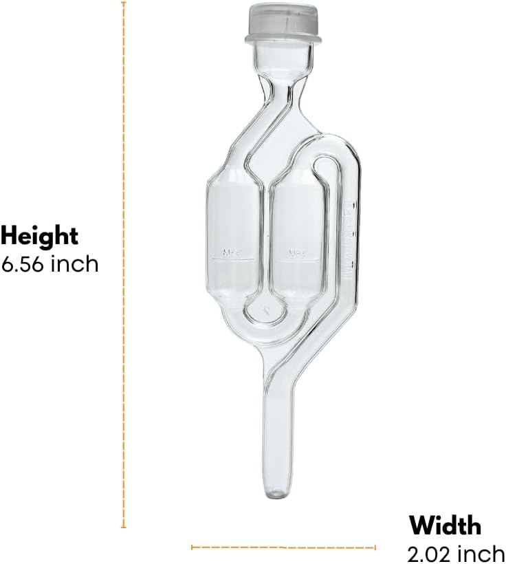 Twin Bubble Airlock for Wine Making and Beer Making (Pack of 3)