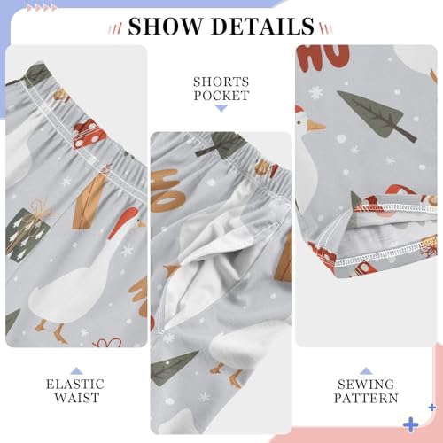 Xmas Duck Ho Ho Ho Boys Long Pants Soft Trousers Elastic Waist Kids Lounge Bottoms with Pockets S-XL4